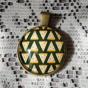 Pizza Glass Cabochon Pendant - Handmade